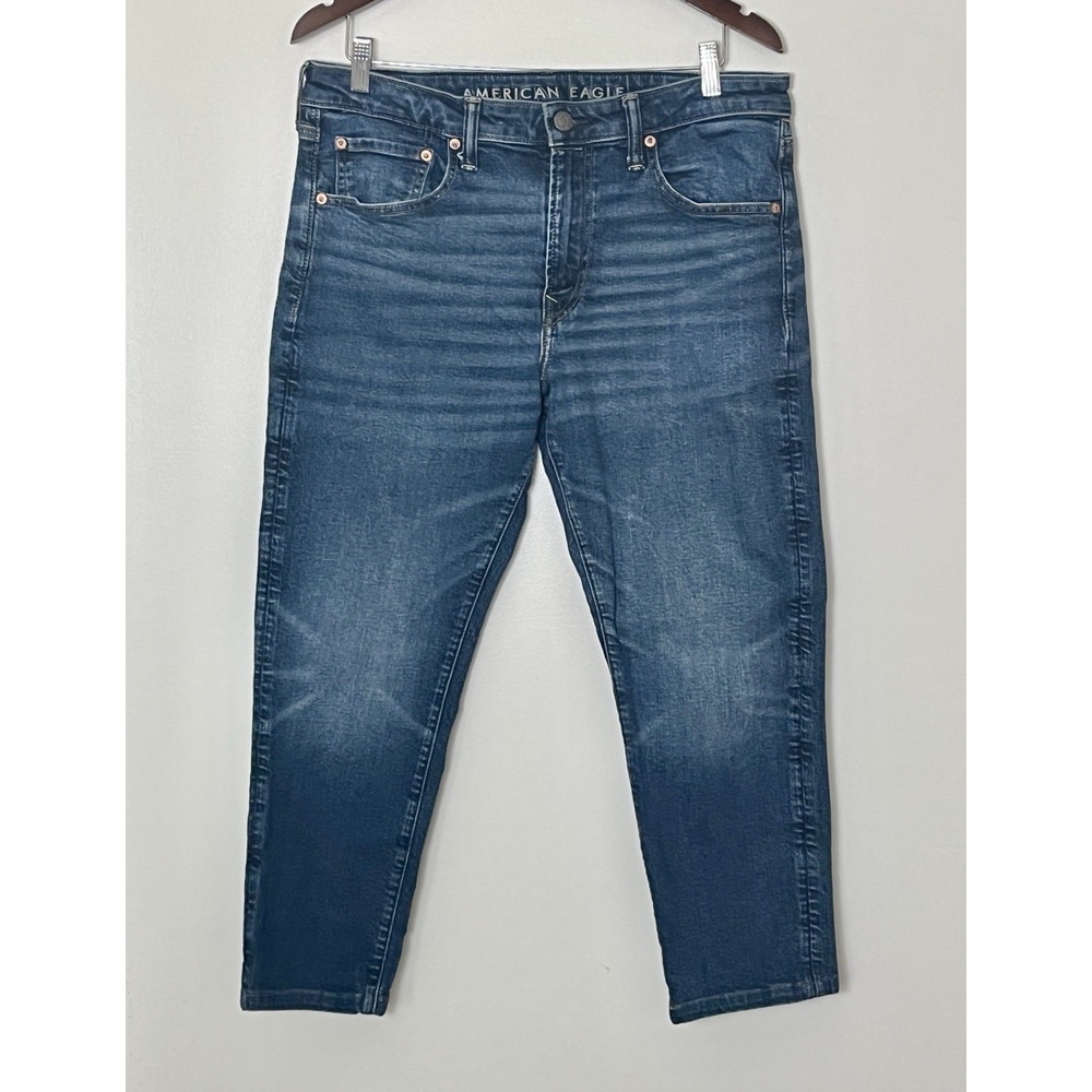 American Eagle Jeans Men's 34x30 Blue Athletic Fit Stretch Mallsoft - Picture 2 of 5